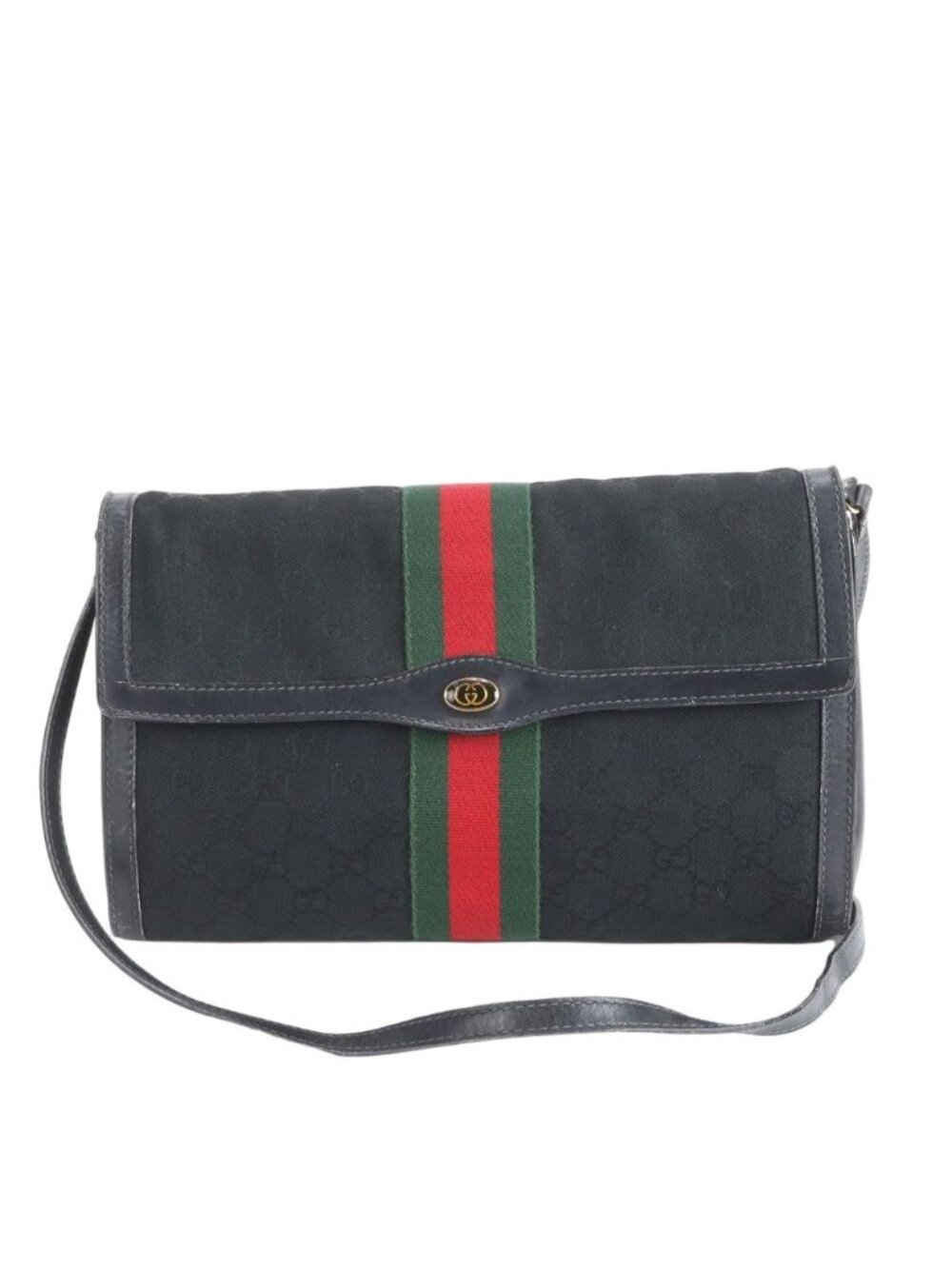 Gucci Vintage GG Canvas Sherry Line Leather Shoulder Bag Crossbody - Picture 1 of 10